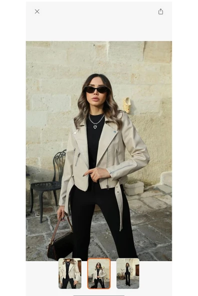 Melistansu Melis Tansu Kadın Giyim Taş Suni Deri Ceket - 2