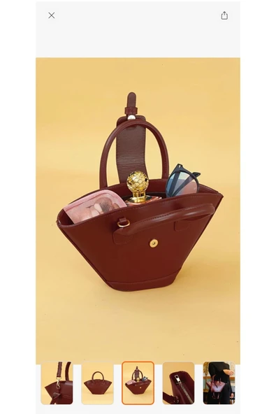 Melistansu Lüks Yumuşak Deri Asimetrik Kesim Çapraz Askılı Kova Modeli Omuz Çantası (Yurtdışından) - 6