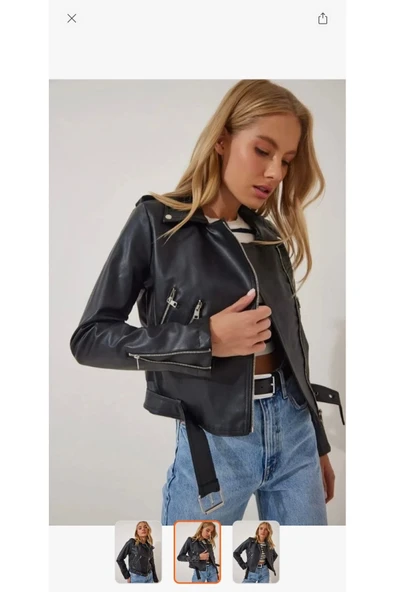 Melistansu Melis Tansu Kadın Giyim Fit Deri Ceket - 2