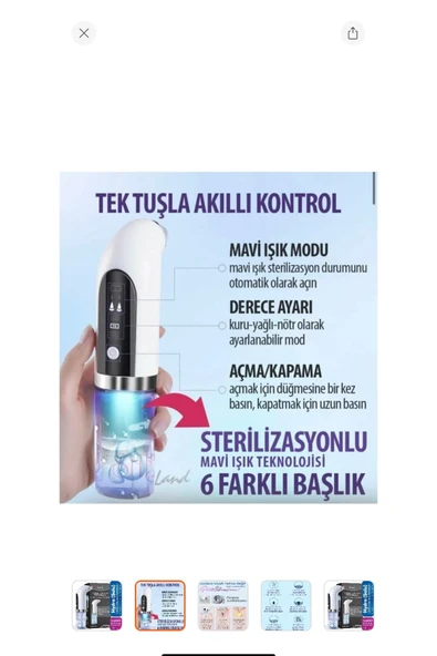 Melistansu Melistansu Hydra Sterilizasyonlu ve Vakumlu Cilt Gözenek Siyah Nokta Akne Sivilce Temizleyici - Resim 4