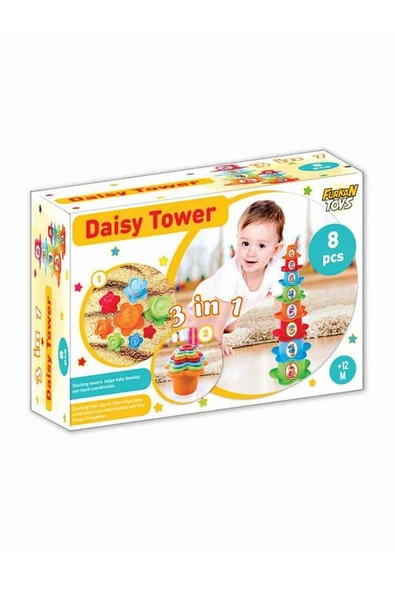 Furkan Toys 8 Parça 3 In 1 Papatya Kule