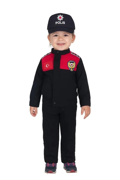 Unisex Çocuk Polis Kıyafeti (Şapka, Gömlek, Pantolon Takımı) - 9