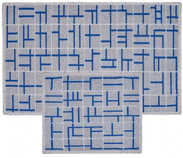 BANYO PASPASI 2'Lİ SET BLUNİTY GRİD MAVİ - Resim 2