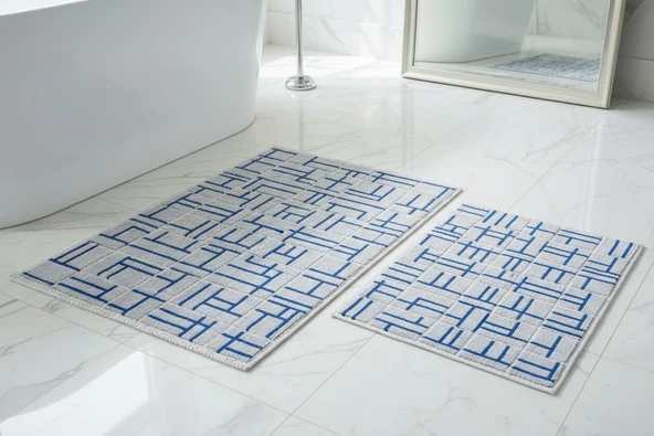 BANYO PASPASI 2'Lİ SET BLUNİTY GRİD MAVİ ürün görseli