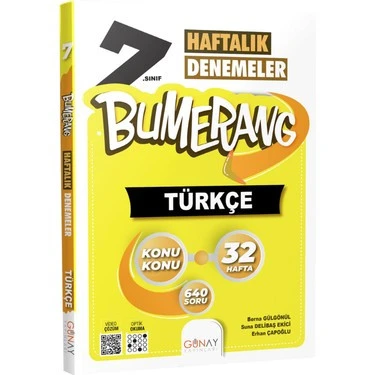 Günay Yayınları Bumerang 7. Sınıf Türkçe Haftalık Denemeler