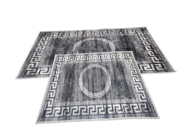 2Lİ BANYO SETİ BASKILI VERSACE GRİ - 2