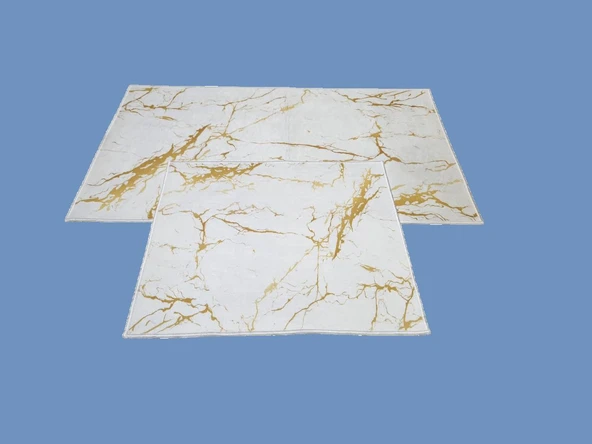 2Lİ BANYO SETİ BASKILI MERMER GOLD - Resim 4