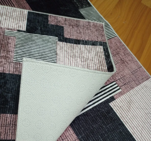 BANYO PASPASI 2'Lİ SET BASKILI KARE PEMBE - Resim 3