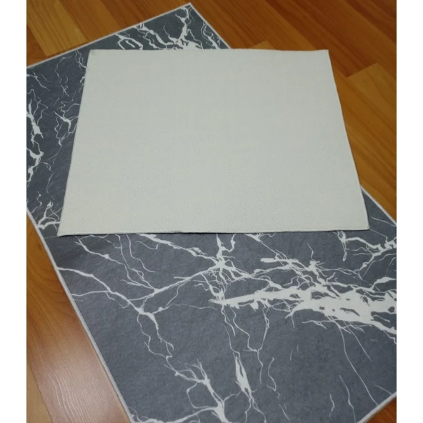 2Lİ BANYO SETİ BASKILI MERMER GRİ - 4