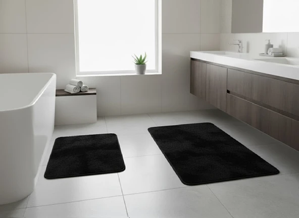 BANYO PASPASI 2'Lİ SET ECOSER PUFF SİYAH ürün görseli