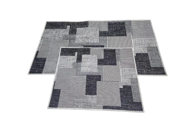 2Lİ BANYO SETİ BASKILI KARE SİYAH - Resim 4