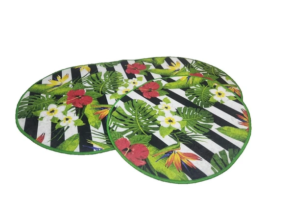 2 Lİ BANYO PASPASI 3D BASKILI JEL PALM - 2