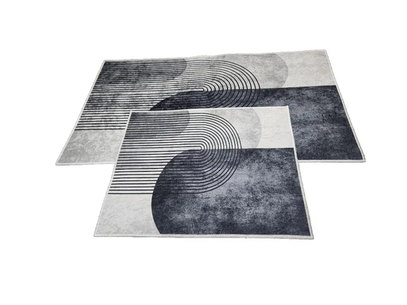 BANYO PASPASI 2'Lİ SET BASKILI ELİPS SİYAH - Resim 2