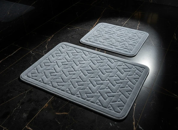 BANYO PASPASI 2'Lİ SET KARO GRİ ürün görseli