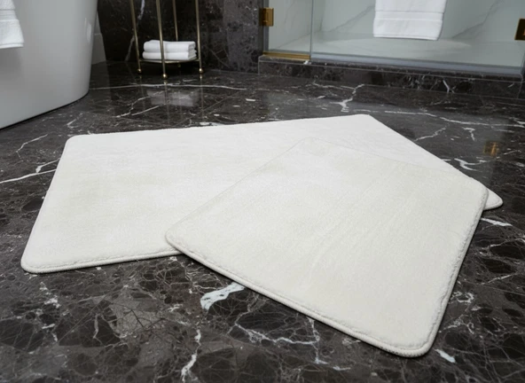 2 Lİ BANYO PASPASI ECOSER PUFF KREM - Resim 5