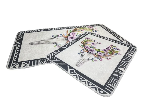 2 Lİ BANYO PASPASI 3D BASKILI JEL KARACA - Resim 4