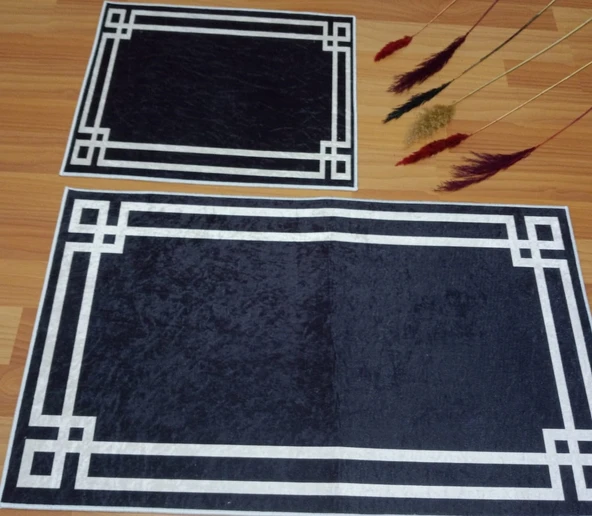 BANYO PASPASI 2'Lİ SET BASKILI LUNA SİYAH - Resim 2