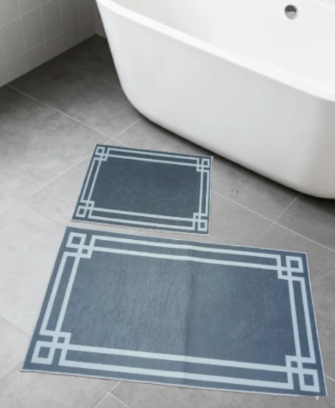 BANYO PASPASI 2'Lİ SET BASKILI LUNA GRİ ürün görseli