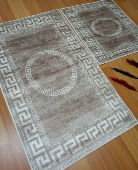 2Lİ BANYO SETİ BASKILI VERSACE KAHVE - 2