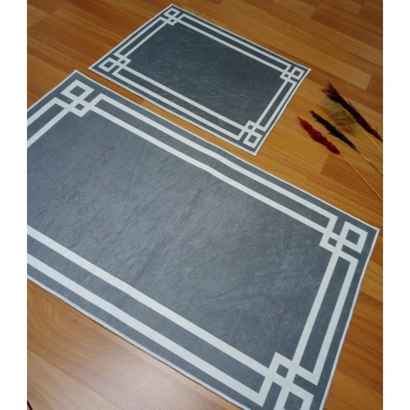 2Lİ BANYO SETİ BASKILI LUNA GRİ - 3