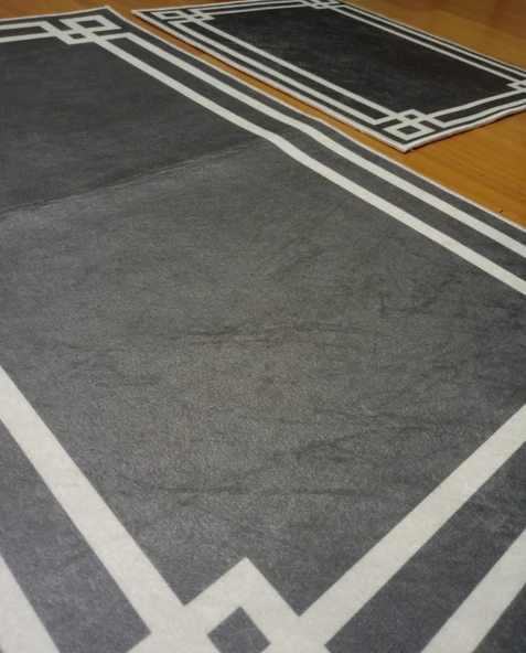 BANYO PASPASI 2'Lİ SET BASKILI LUNA GRİ - Resim 2