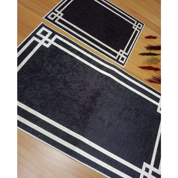 BANYO PASPASI 2'Lİ SET BASKILI LUNA SİYAH - Resim 5