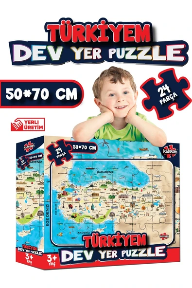 Kidssan Games Türkiyem Dev Yer Puzzle 50*70 cm 24 Parça