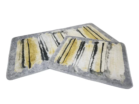 2 Lİ BANYO PASPASI 3D BASKILI JEL ÇİZGİ - 2