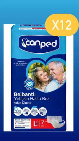 Canped Belbantlı Yetişkin Hasta Bezi Gece L 7'li 12 Adet