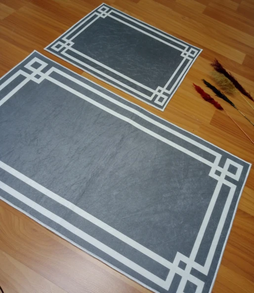 BANYO PASPASI 2'Lİ SET BASKILI LUNA GRİ - Resim 3