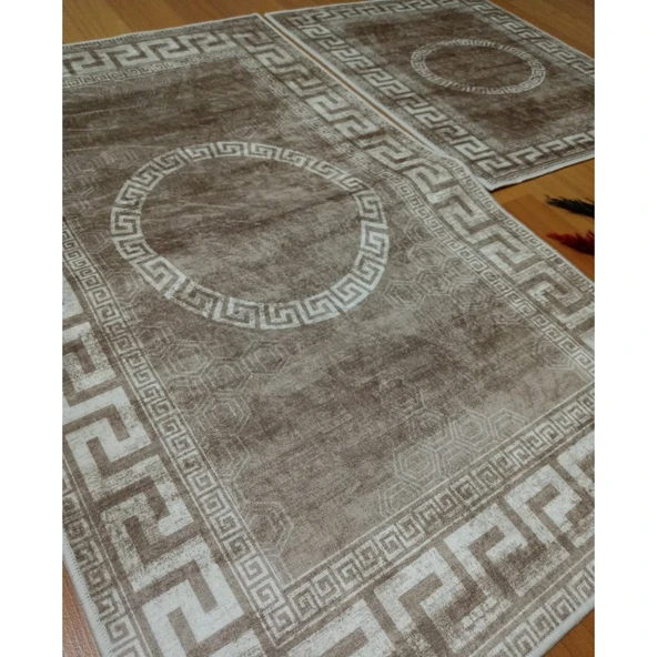 2Lİ BANYO SETİ BASKILI VERSACE KAHVE - 9