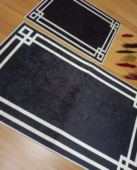 BANYO PASPASI 2'Lİ SET BASKILI LUNA SİYAH - Resim 3