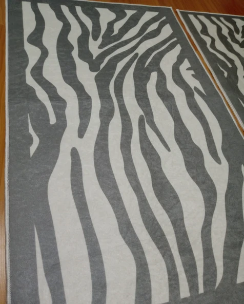 2Lİ BANYO SETİ BASKILI ZEBRA GRİ - 5