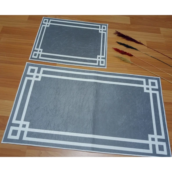 2Lİ BANYO SETİ BASKILI LUNA GRİ - 5