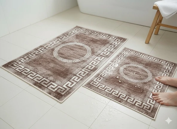 BANYO PASPASI 2'Lİ SET BASKILI KAHVE ürün görseli