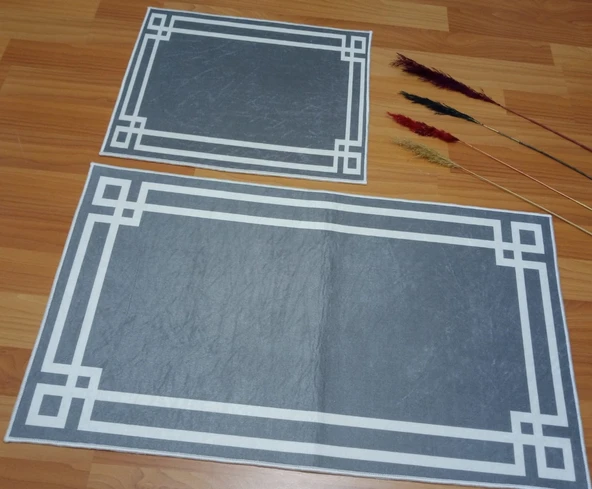 2Lİ BANYO SETİ BASKILI LUNA GRİ - 6