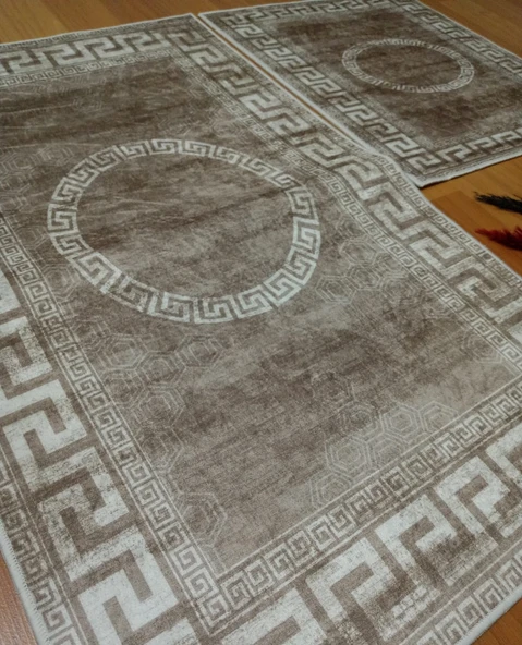 2Lİ BANYO SETİ BASKILI VERSACE KAHVE - 10