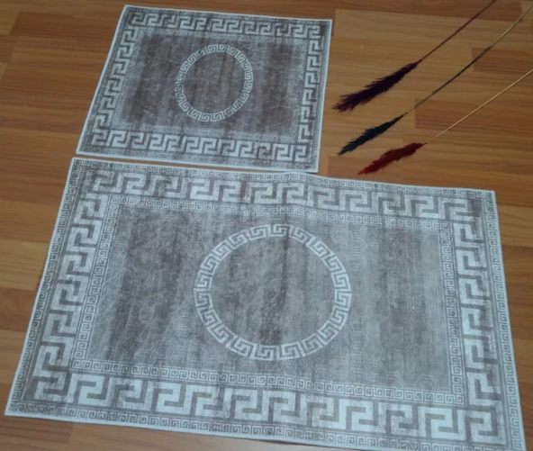 2Lİ BANYO SETİ BASKILI VERSACE KAHVE - 6