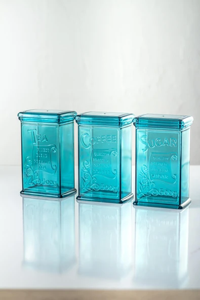 Akrilik Aquamarin Şeker Kahve Çay Kavanozu 500 Ml (Vakum Kapak ) - 3