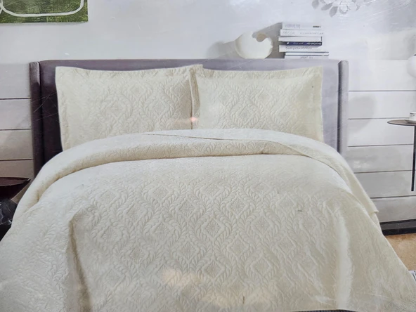 SOFT TEK KİŞİLİK YATAK ÖRTÜSÜ DAMAKS KREM - 2