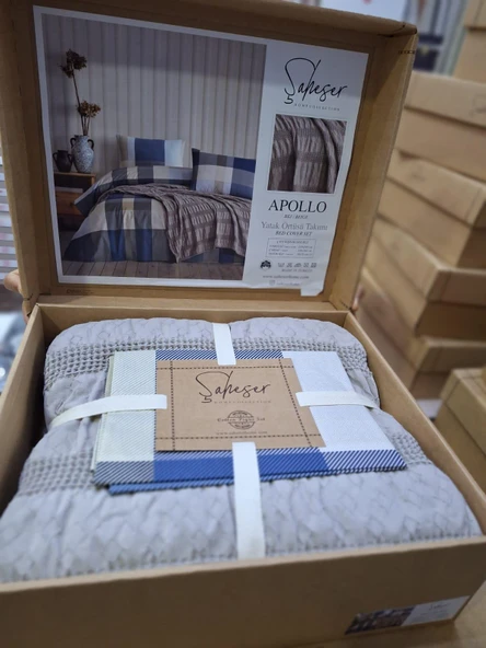 ŞAHESER ÇİFT KİŞİLİK APOLLO PİKE TAKIMI BEJ - Resim 2