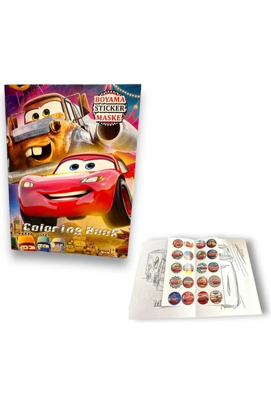 Cars Karakterli Sticker ve Maskeli Boyama Kitabı