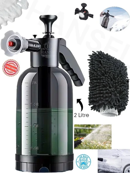 Maksimum Basınçlı Köpük Atan Pompa Oto Yıkama Köpürtme + Mikrofiber Araba Yıkama Eldiveni NEW