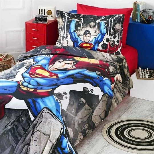 ÖZDİLEK TEK KİŞİLİK LİSANSLI NEVRESİM TAKIMI SUPERMAN STONE