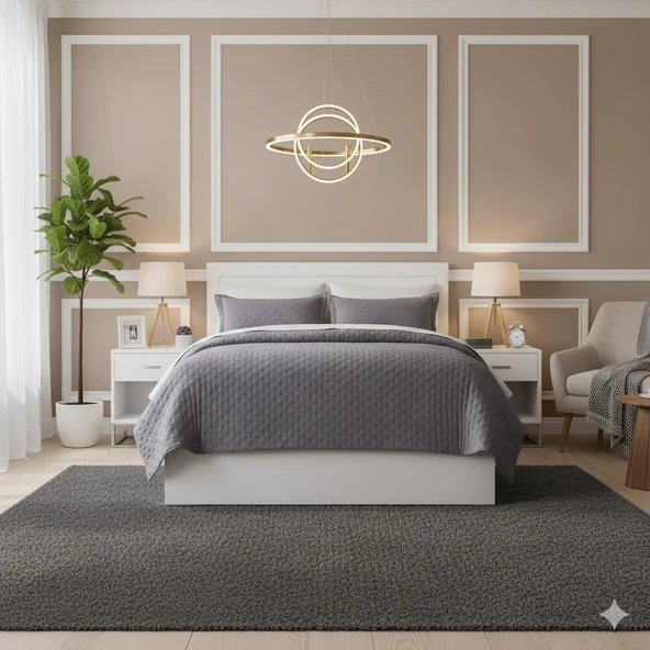 BELLA HOME WASHED ÇİFT KİŞİLİK YATAK ÖRTÜSÜ PATİ ANTRASİT - Resim 3