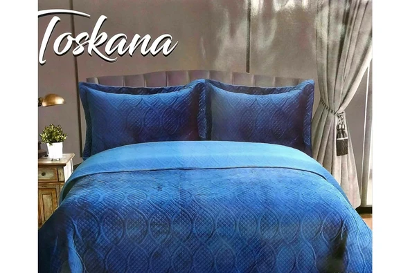 TAYTÜYÜ NUBUK YATAK ÖRTÜSÜ ÇİFT KİŞİLİK TOSKANA LACİVERT - Resim 3