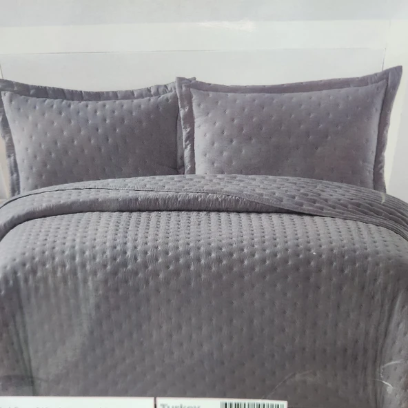 BELLA HOME WASHED ÇİFT KİŞİLİK YATAK ÖRTÜSÜ PATİ ANTRASİT - 1