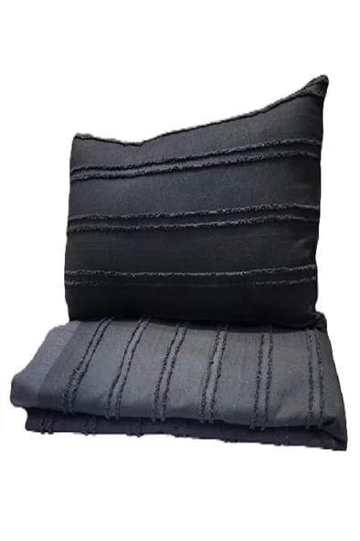 VNL BUTİK YATAK ÖRTÜSÜ ÇİFT KİŞİLİK CARLA ANTRASİT - Resim 3