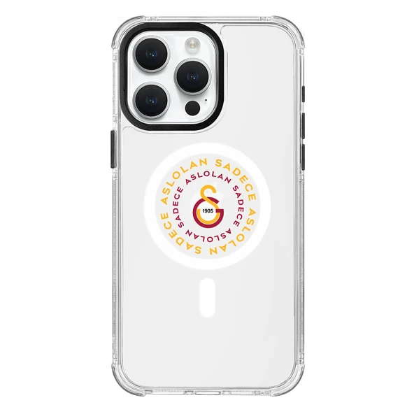 iPhone 15 Pro Max Galatasaray Magsafe Aslolan Şeffaf Telefon Kılıfı