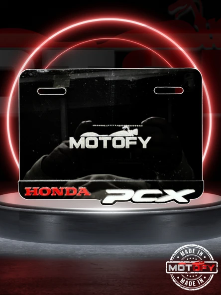 HONDA PCX LOGOLU SİYAH PREMİUM PLEKSİ PLAKALIK 19X11,5 CM